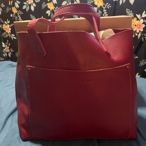 Portland Leather Goods Cranberry crossbody purse.